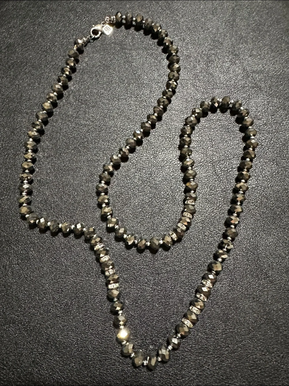 Banana Republic Smoky Gray Faceted Glass Bead Single Strand Necklace